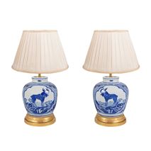 Pair Chinese blue and white Ginger jar vases / lamps, C19th